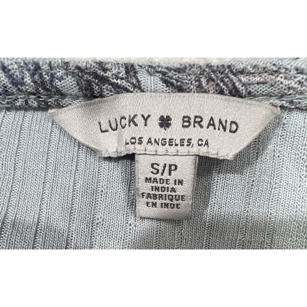 Lucky brand blue floral long sleeve tie neck long sleeve top blouse Small - Picture 6 of 9